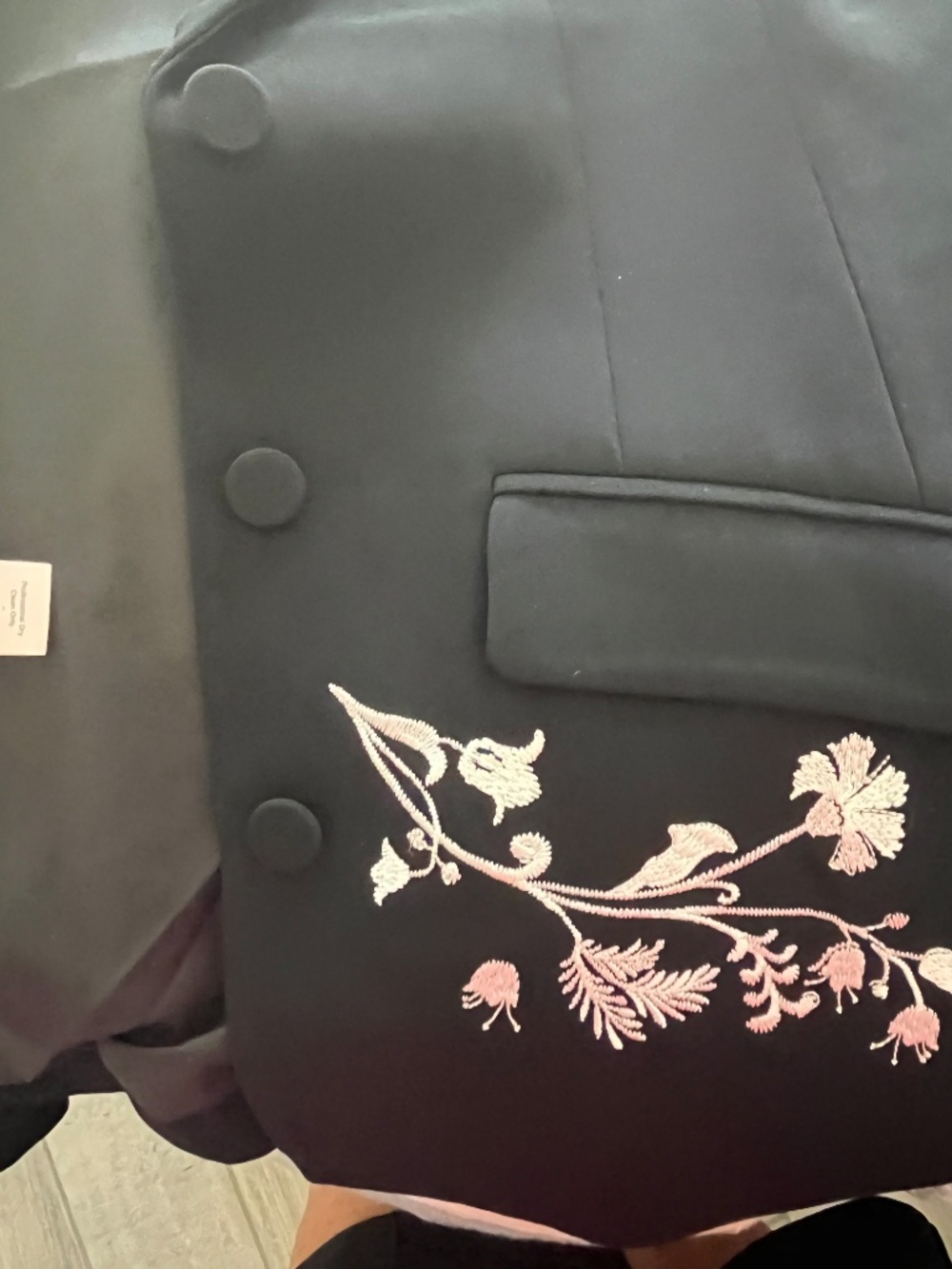 Cinq à Sept Black Gabrielle Floral Embroidered Blazer Sz 4 Quiet Luxury - Picture 8 of 11
